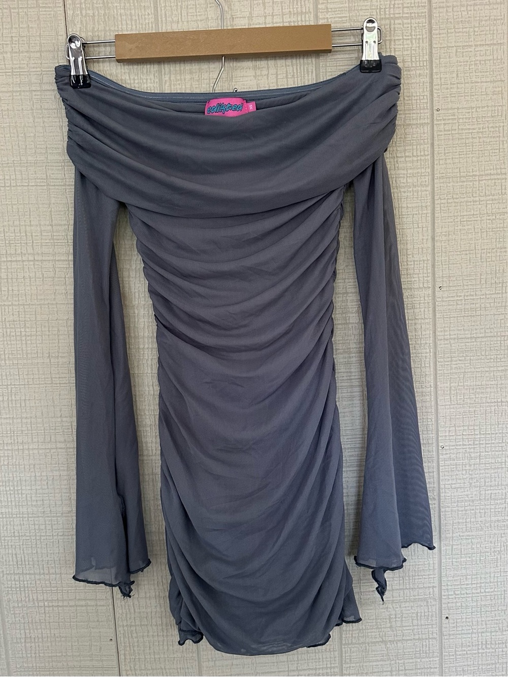Edikted off the shoulder ruched mini dress XS